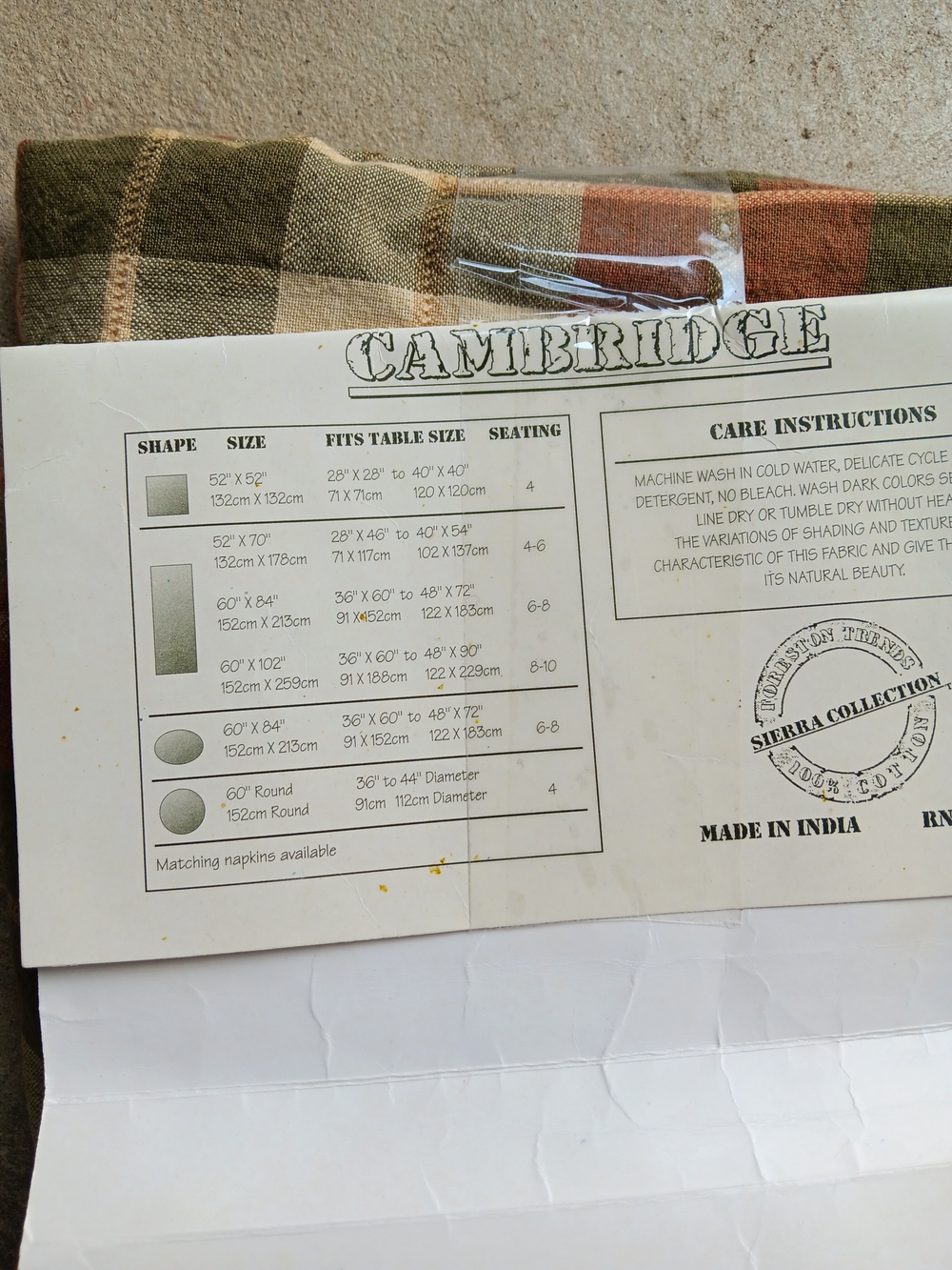 Cambridge Tablecloth 100% Cotton Farmhouse Autumn 60 inches by 84 inches oblong - Picture 2 of 8